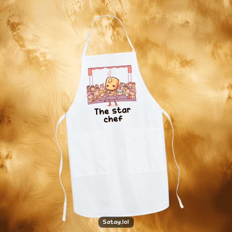 Funny satay skewer performing a dramatic bow on a durable apron, perfect for the cooking enthusiast who enjoys applause.