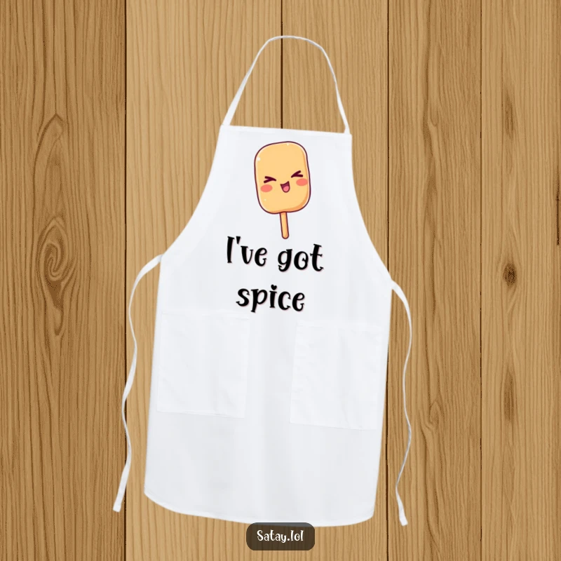 Funny satay skewer giving a playful wink on a durable apron, perfect for the cook who likes to keep things lighthearted.