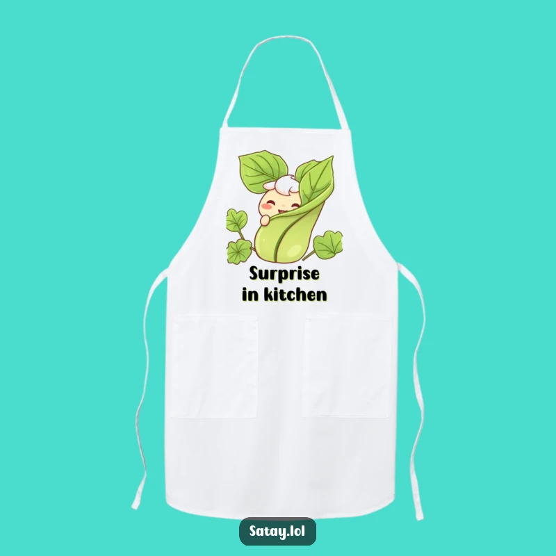 Funny Satay Apron: Kitchen Garnish Peek Grin Character, Humorous Foodie Gift