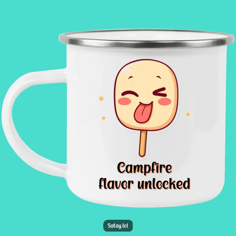 Funny Winking Satay Skewer Camping Mug - Rugged Charred Foodie Companion