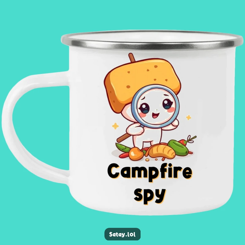 Funny Satay Skewer Detective Camping Mug: Investigate Flavors Outdoors