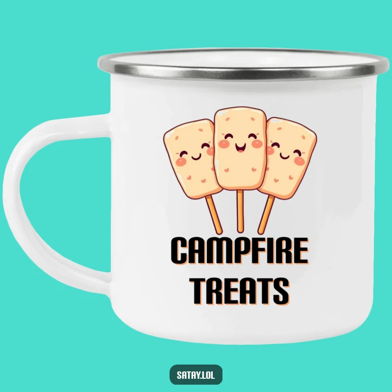 Funny Satay Camping Mug - Smiling Skewer Camp Gift
