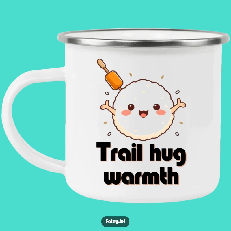 Funny Satay Skewer Hugs Rice Ball Camping Mug: Adventure Fuel for Comfort Lovers