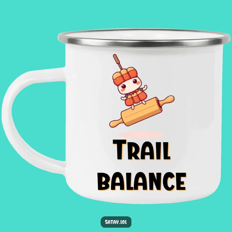 Funny Satay Skewer Rolling Pin Camping Mug - Outdoor Balance Challenge