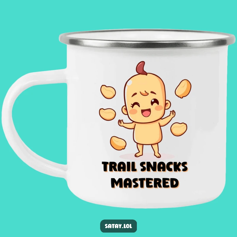 Funny Juggling Satay Camping Mug - Durable Foodie Style, Perfect Outdoor Gift