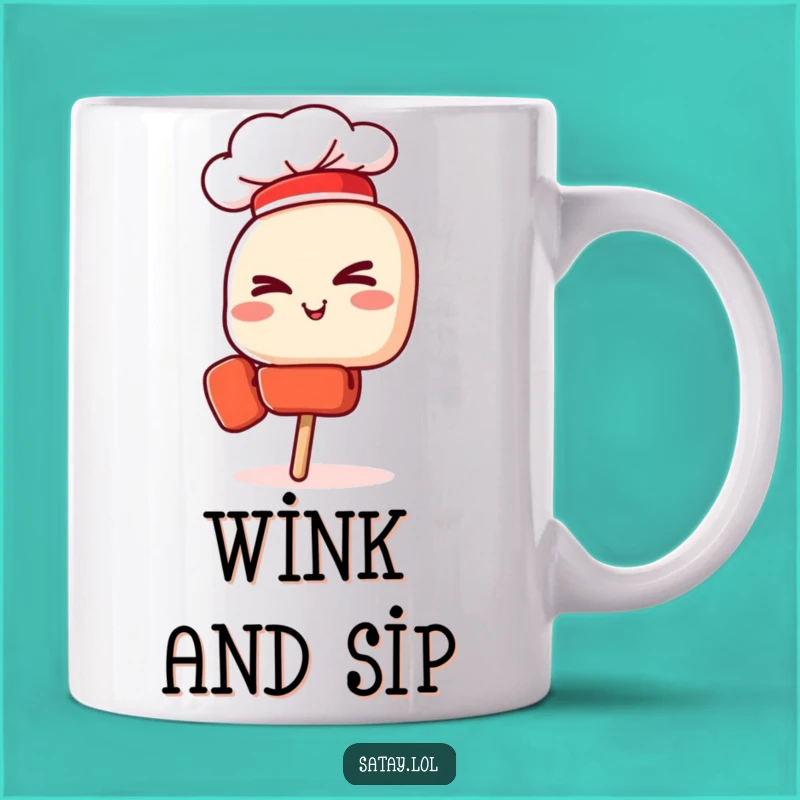 Funny Satay Chef Skewer Mug: Winking Wonder, Perfect Gift for Aspiring Cooks