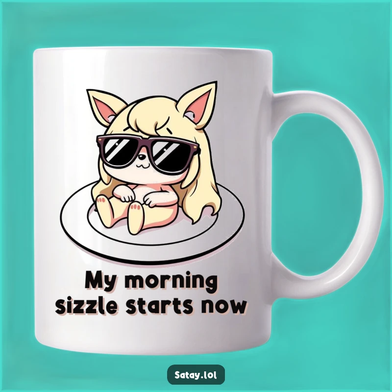 Funny Satay Lounger Mug: Hilarious Character with Sunglasses, Perfect Warm Beverage Gift