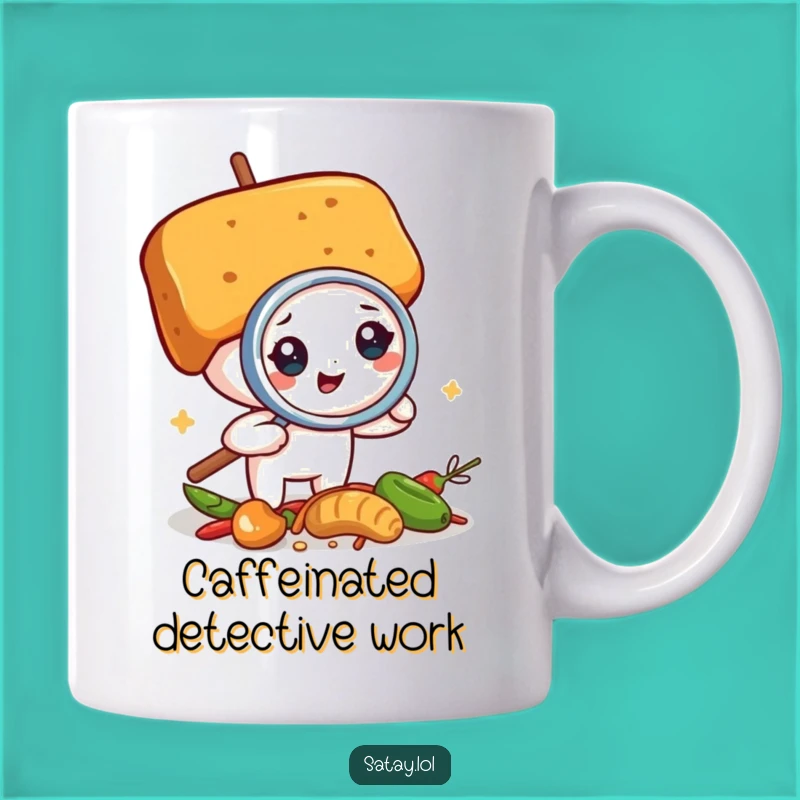 Funny Satay Skewer Detective Mug: A Hilarious Gourmet Investigation Gift