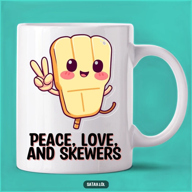 Funny Satay Skewer Peace Sign Mug - Hilarious Skewer Character Gift