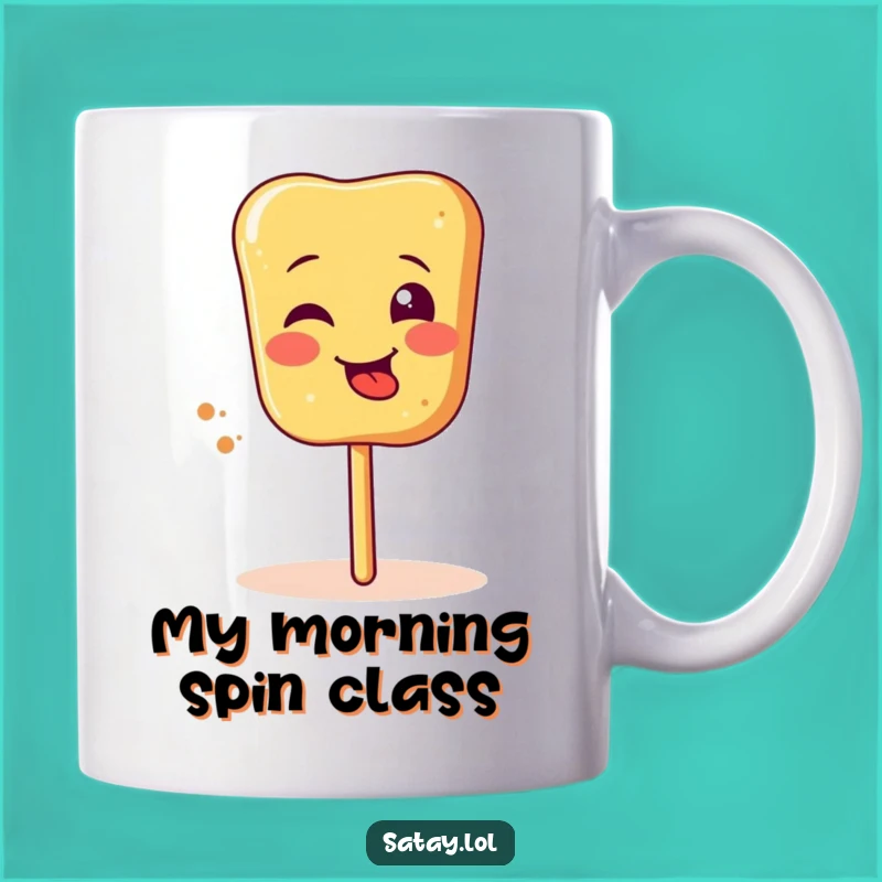 Funny Satay Skewer Spinning Mug: Hilarious Foodie Gift for Skewer Lovers