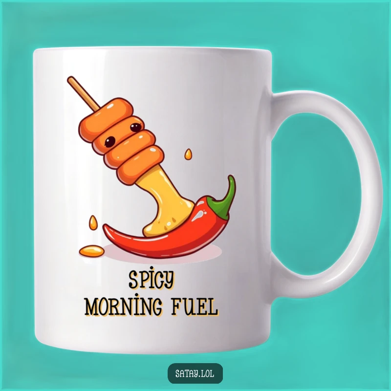 Funny Satay Skewer Chili Slide Mug: Spicy Humor, Perfect Gift for Food Lovers