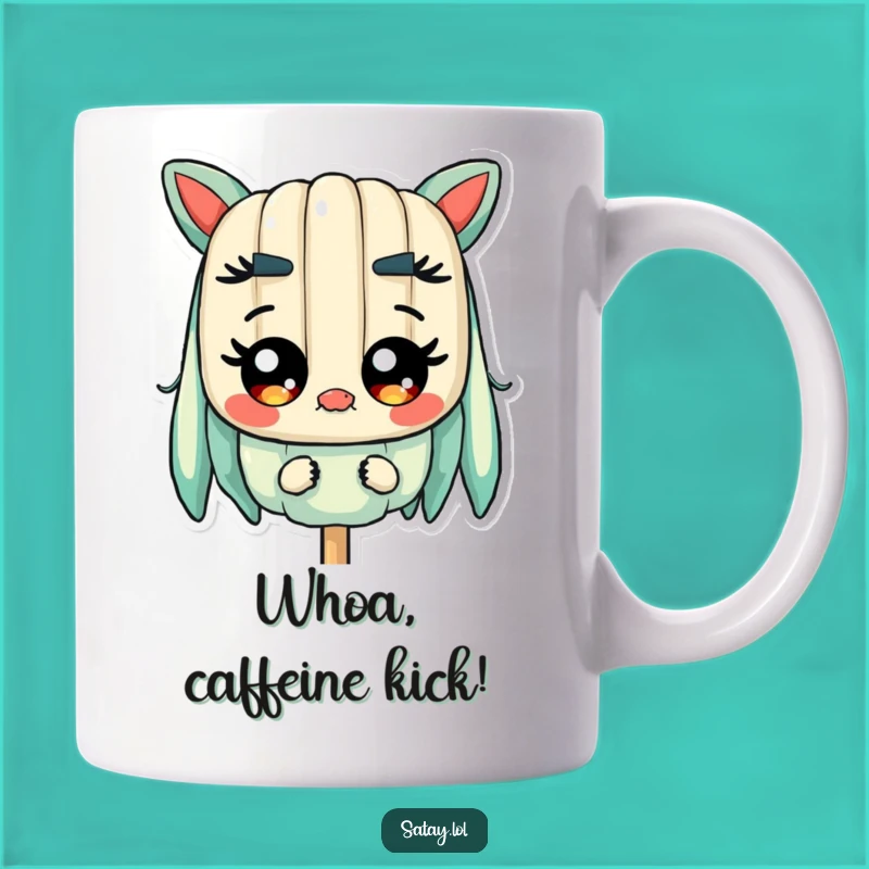 Funny Satay Skewer Surprised Face Mug - Wide-Eyed Skewer Character Gift