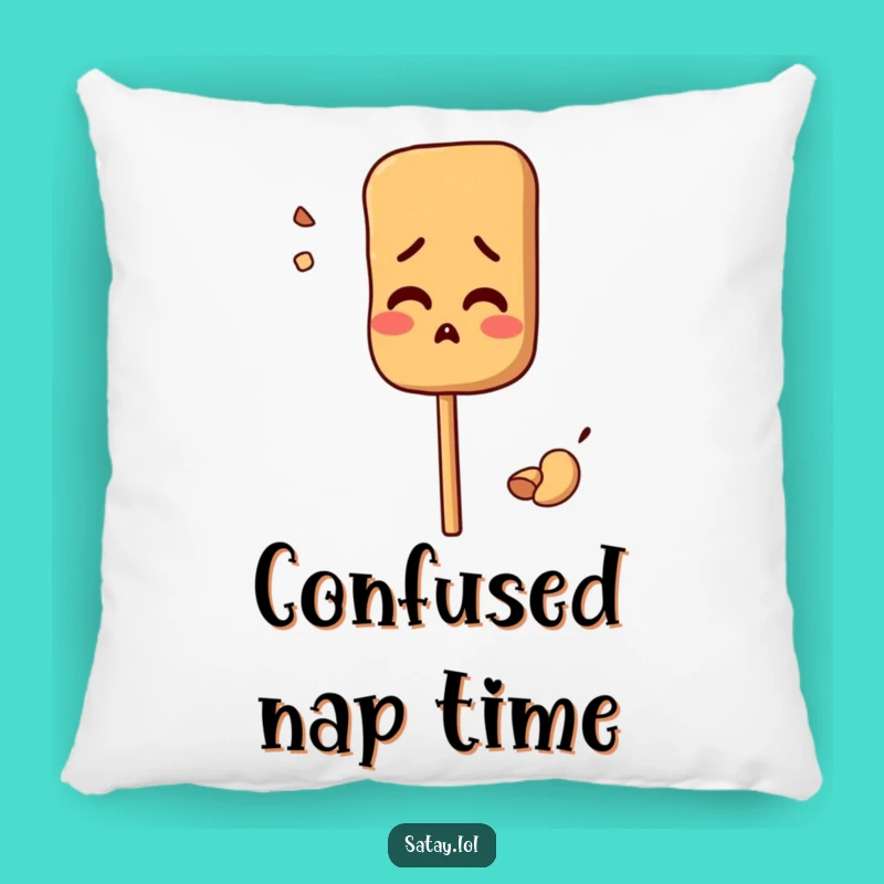 Funny Confused Satay Skewer Pillow: Peanut Pondering - Soft Funny Gift!