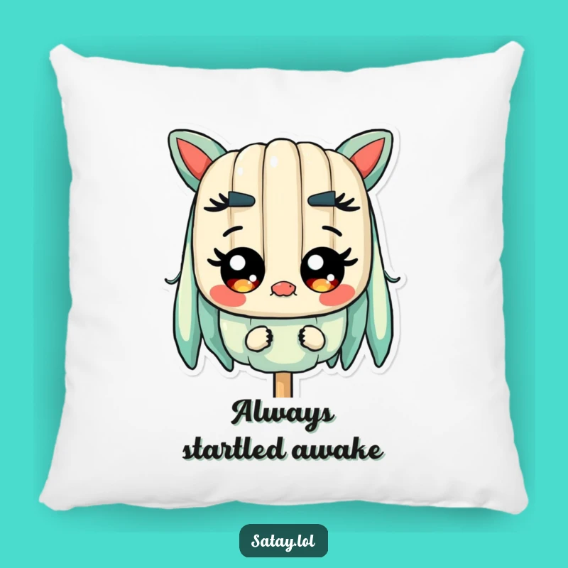 Funny Satay Skewer Surprised Pillow - Cozy Wide-Eyed Skewer Character Gift