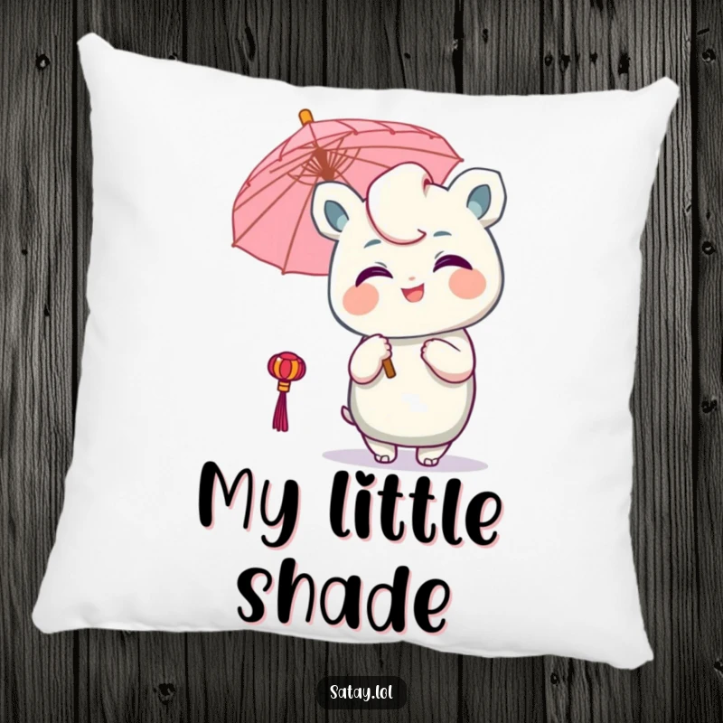 Funny Satay Character Pillow: A delighted satay winks while holding a tiny umbrella, offering a soft and humorous decorative touch.