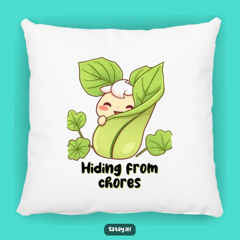 Funny Satay Pillow: Garnish Peek Grin Character Cushion, Humorous Foodie Gift