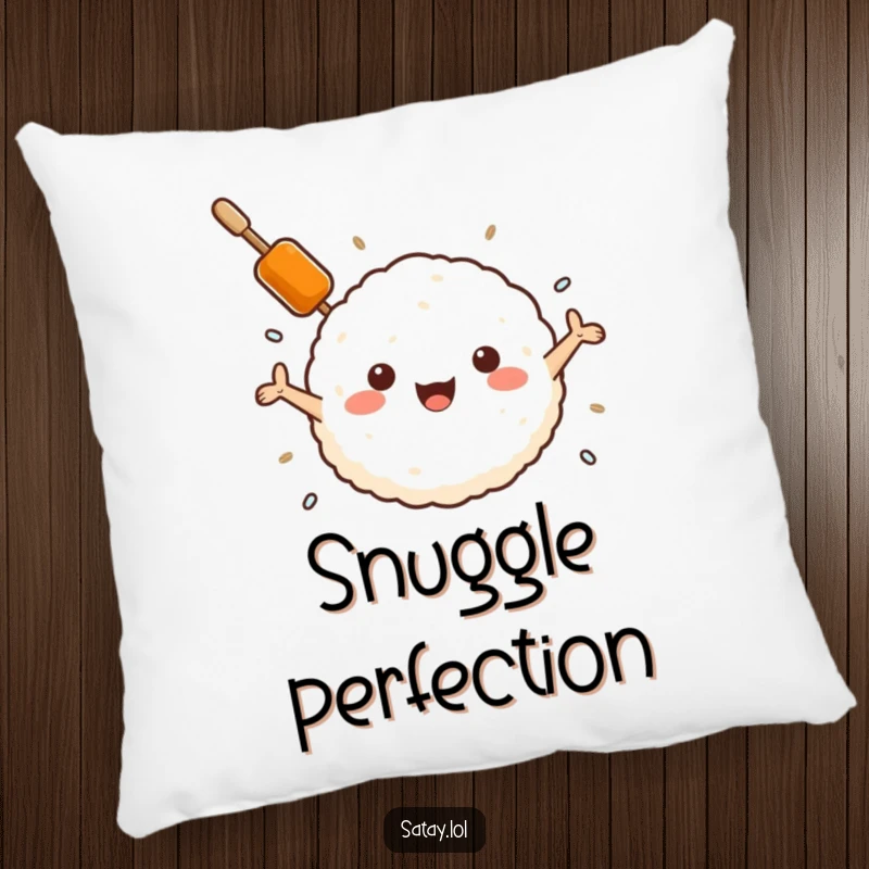 Funny satay skewer and rice ball pillow, a skewer embracing a rice ball, soft and humorous decor for ultimate comfort.