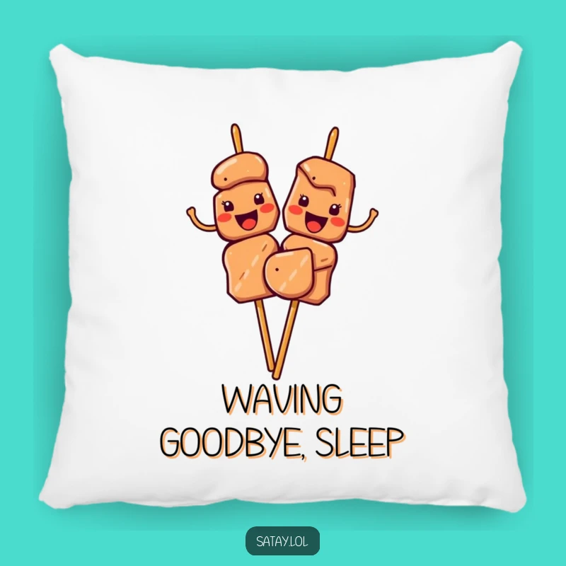 Funny Satay Skewers Waving Pillow: Cozy Comfort with a Friendly Touch