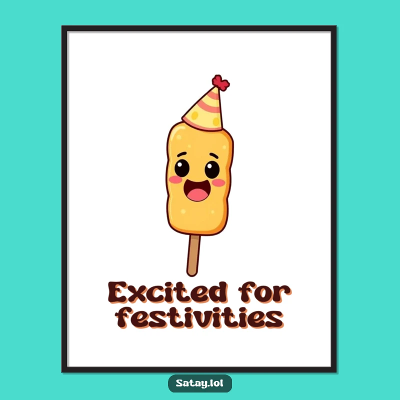 Funny Party Satay Skewer Digital Art - Excited Foodie Decor Download
