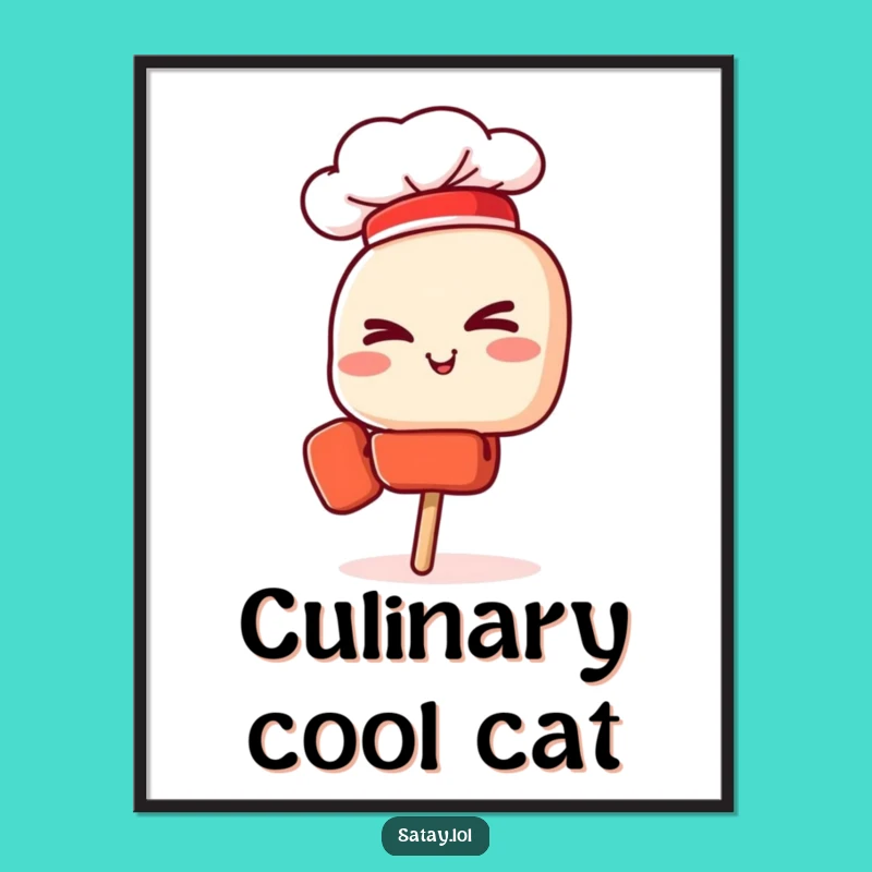 Funny Satay Chef Skewer Digital Art: Instant Culinary Wit Download, Great Gift