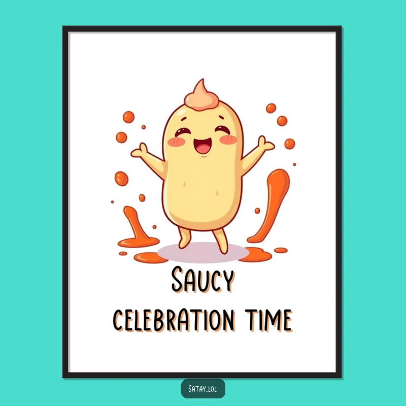 Funny Satay Digital Art: Happy Dancer Character, Instant Decor Gift!