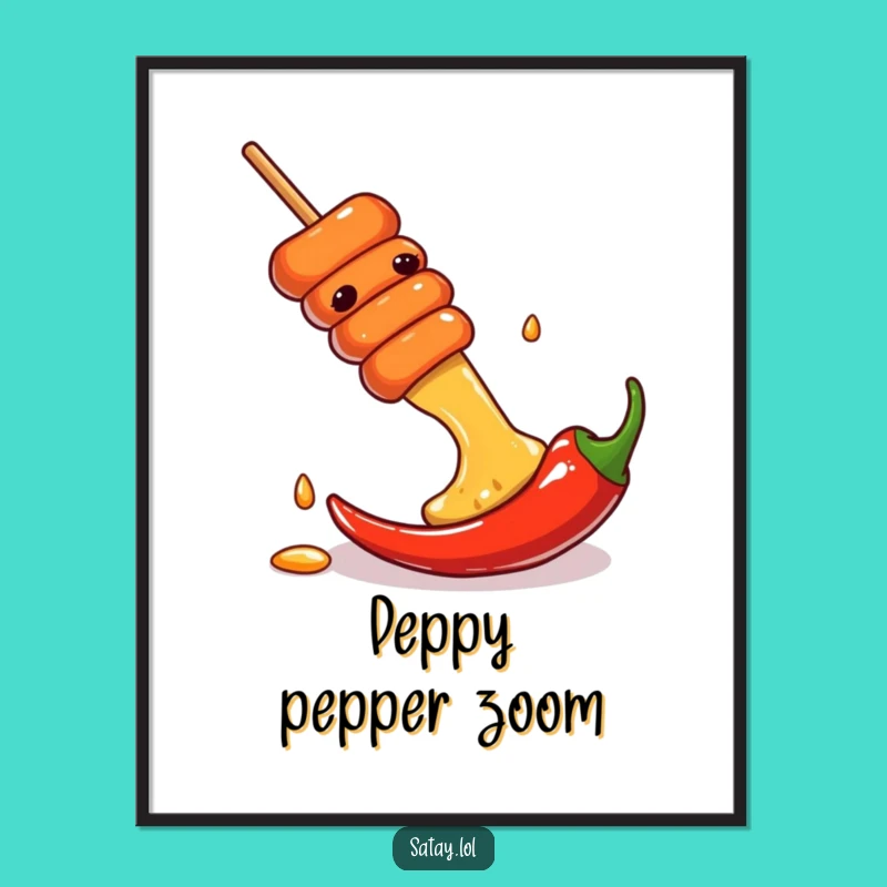 Funny Satay Skewer Chili Digital Art: Instant Spicy Humor Download, Great Gift