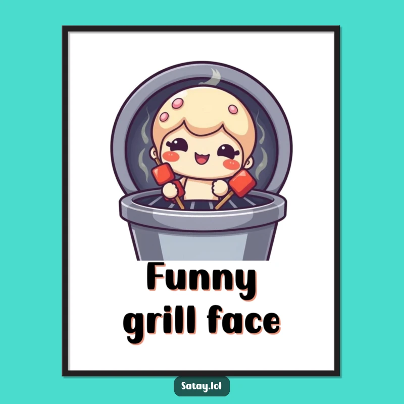 Funny Satay Skewer Digital Art: Grill Peeker, Printable Hilarious Funny Gift