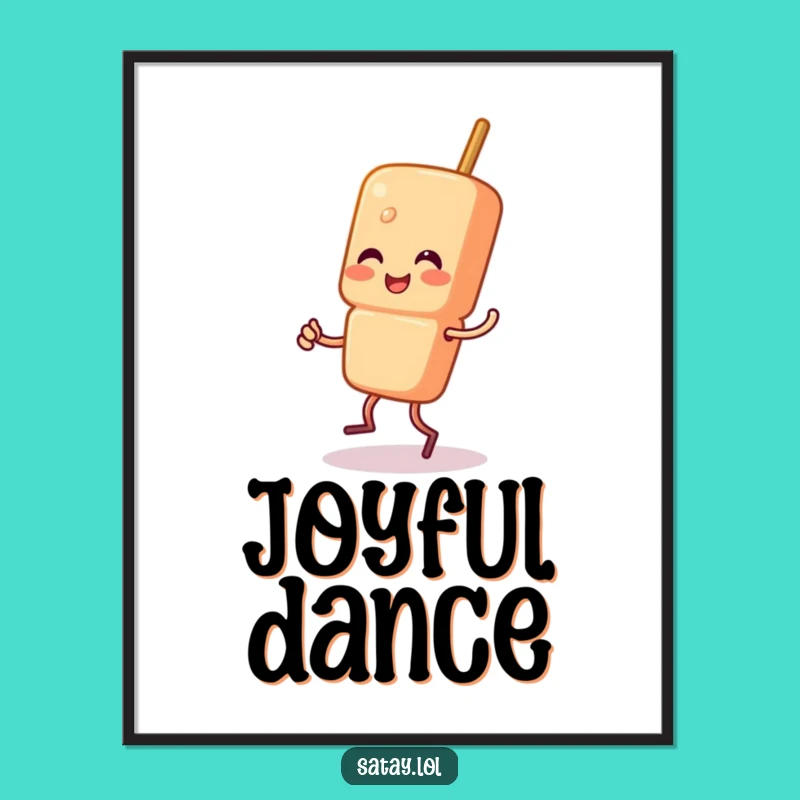 Funny Satay Skewer Jigging Digital Art Print - Happy Skewer Character Gift