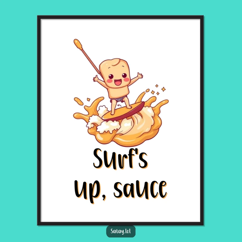 Funny Satay Skewer Peanut Sauce Surf Digital Art: Hilarious Print