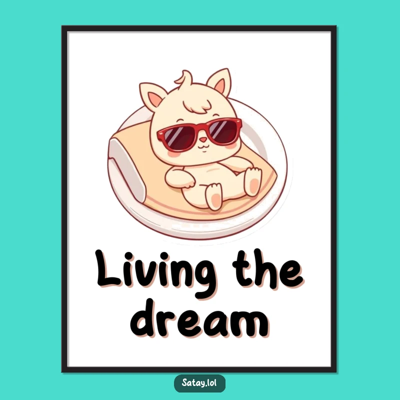 Funny Satay Wall Art: Tiny Sunglasses Chill, Hilarious Foodie Decor, Instant Download Gift!