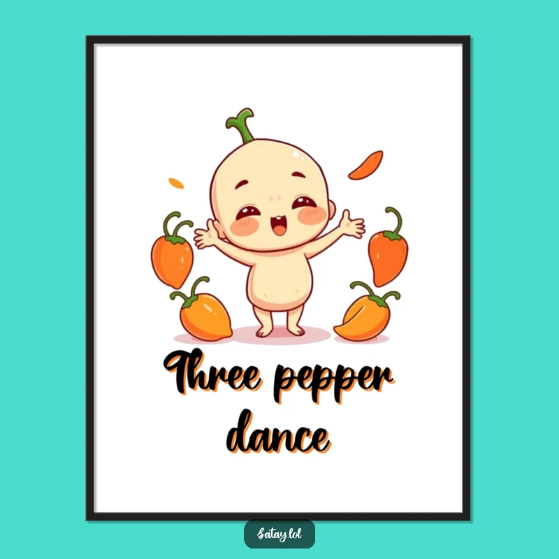 Funny Satay Juggling Peppers Digital Art: Instant Download for Fiery Decor