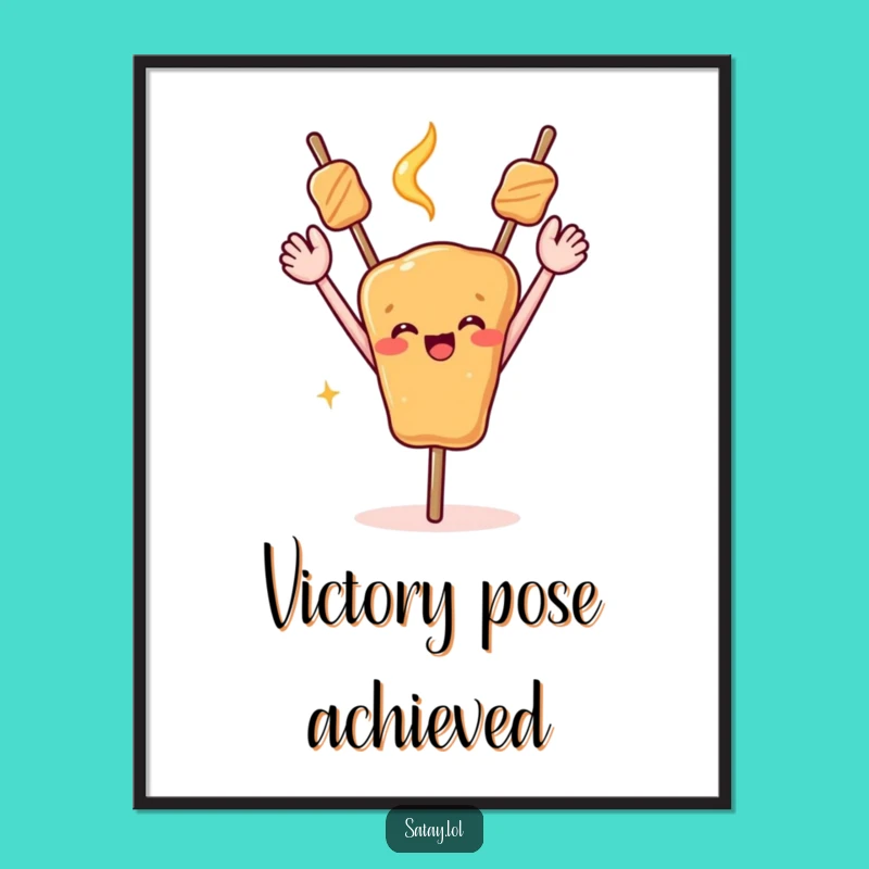 Funny Celebrating Satay Skewer Digital Art - Joyful Foodie Decor Download