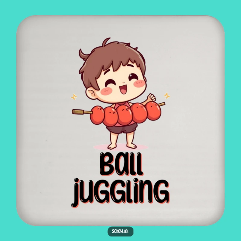 Funny Satay Skewer Juggling Meatballs Coaster - Protect Surfaces with Humor