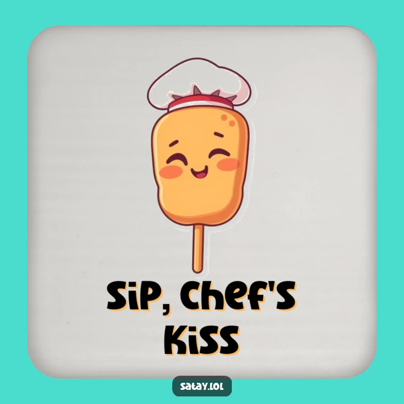 Funny Chef Satay Skewer Coaster: Winking Skewer Drink Coaster, Culinary Funny Gift