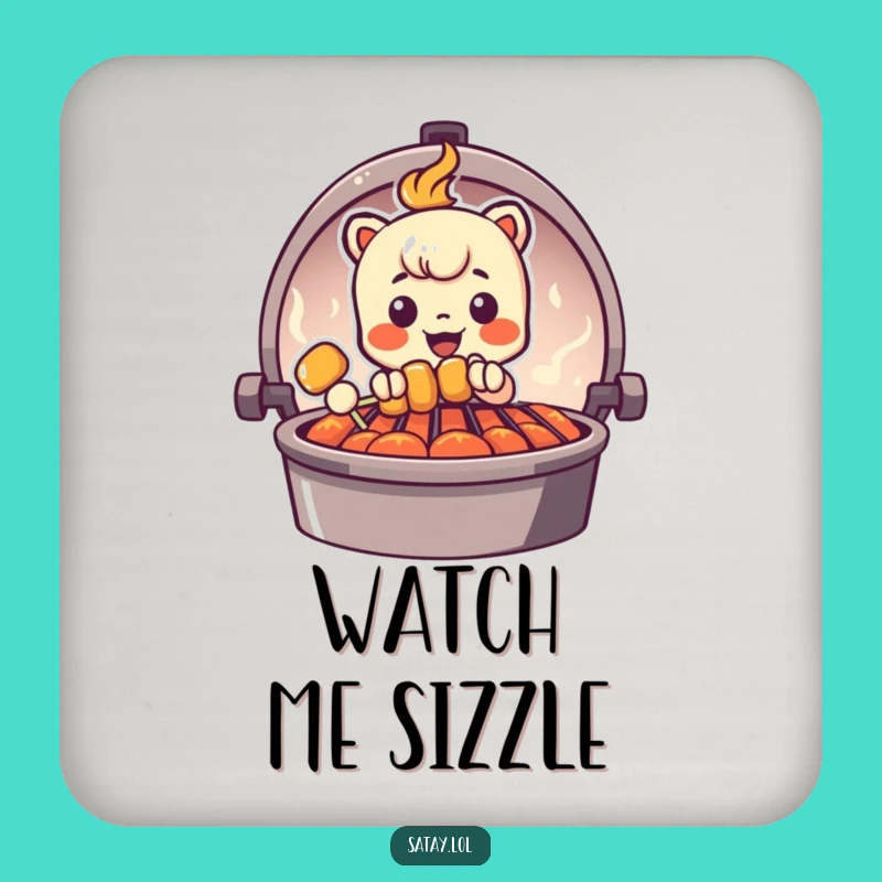 Funny Peeking Satay Skewer Coaster Set - Grill Graphic Drink Protector, BBQ Humor Gift