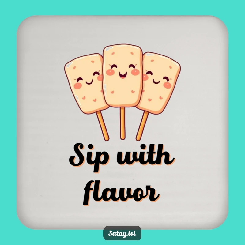 Funny Satay Coasters - Smiling Skewer Drink Gift