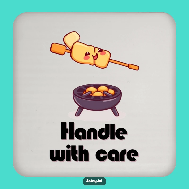 Funny Satay Skewer Grill Balance Drink Coaster: Protect Surfaces with Flair