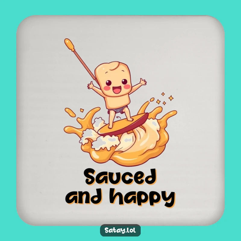 Funny Satay Skewer Peanut Sauce Coaster: Protect Surfaces Hilariously