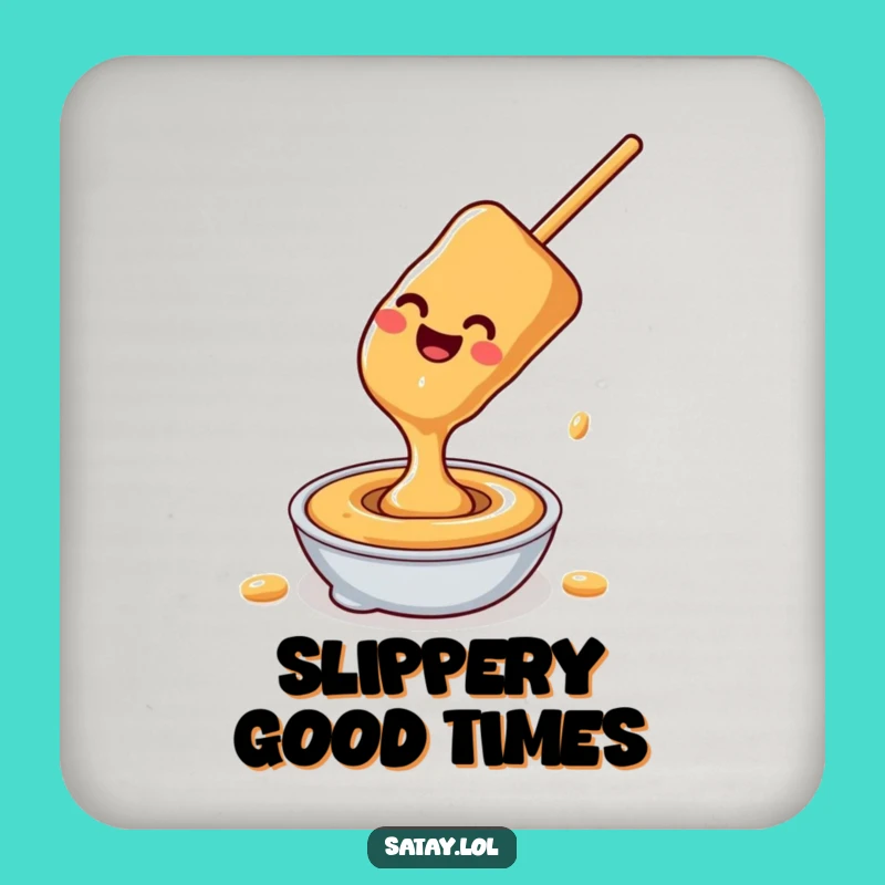 Funny Satay Skewer Peanut Sauce Slide Drink Coaster: Protect Surfaces Smoothly