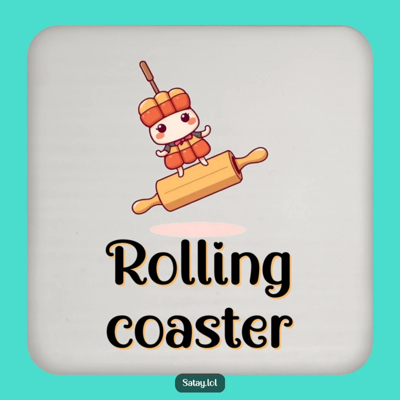 Funny Satay Skewer Rolling Pin Coaster - Protect Surfaces with Humor