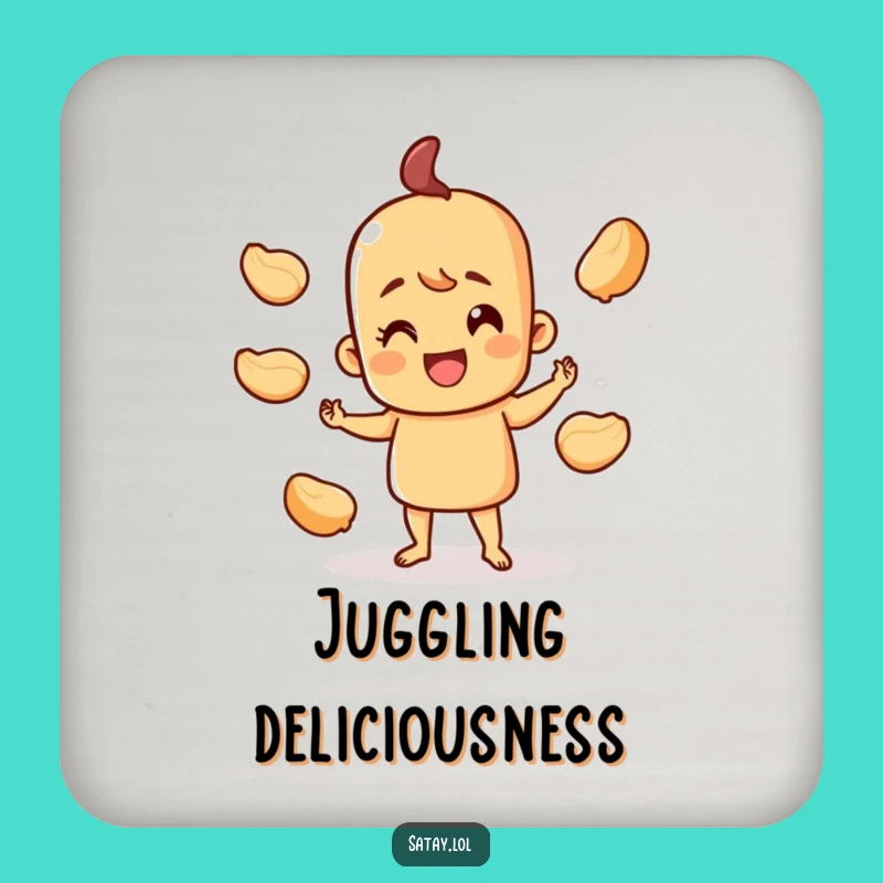 Funny Juggling Satay Coasters - Foodie Decor, Protect Tables, Perfect Funny Gift Set