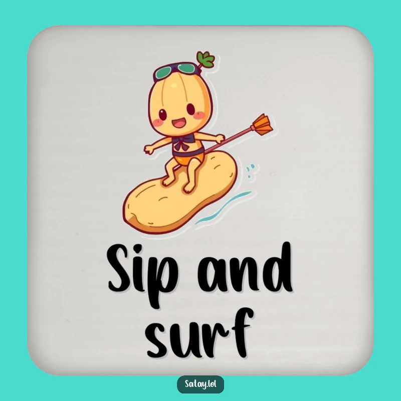 Funny Satay Skewer Surfing Peanut Coaster - Skewer Character Drink Accessory Gift