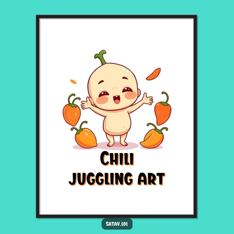 Funny Satay Juggling Peppers Poster: Add Fiery Wall Art and Humor