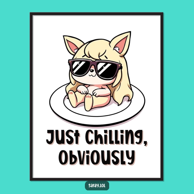 Funny Satay Poster Print: Hilarious Character Lounging, Quirky Wall Art Perfect Funny Gift