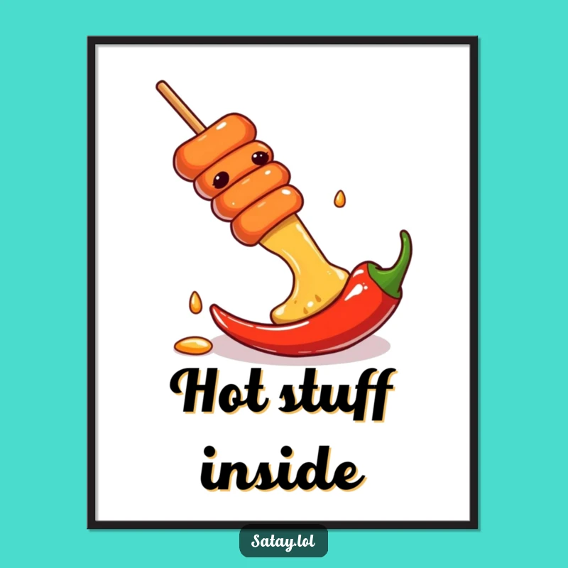 Funny Satay Skewer Chili Art Poster: Vibrant Humor for Your Walls, Great Gift