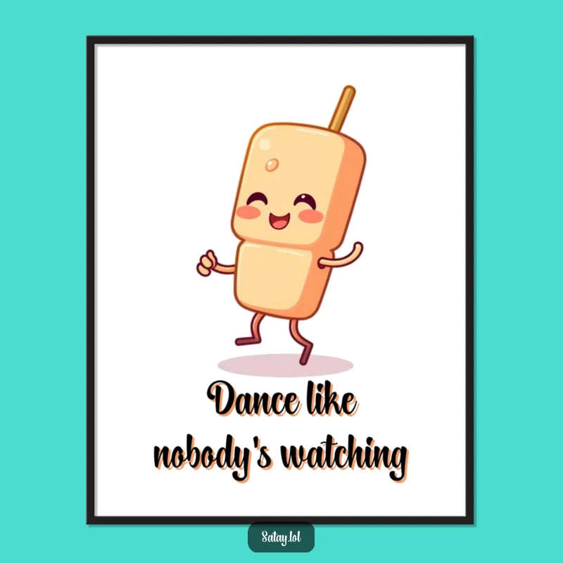 Funny Satay Skewer Jigging Poster - Happy Skewer Character Dance Art Gift