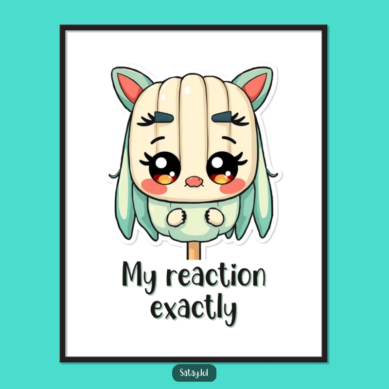 Funny Satay Skewer Surprised Poster - Wide-Eyed Skewer Character Art Gift