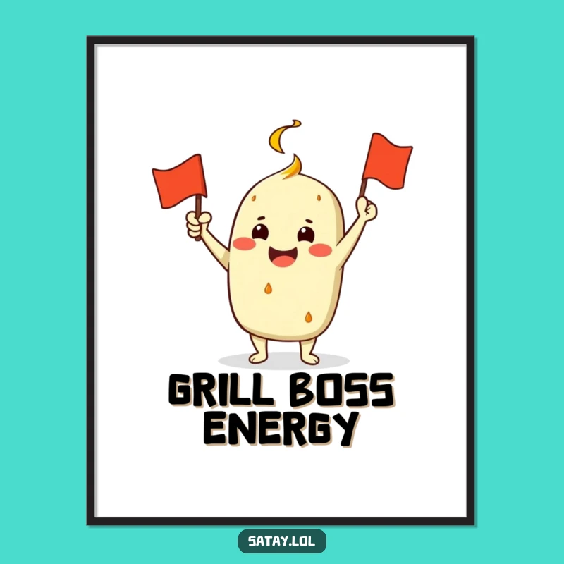 Funny Satay Grill Flag Poster: Festive Wall Art for a Humorous Space