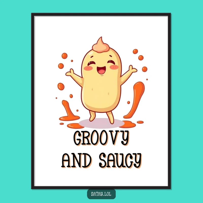 Funny Satay Poster: Happy Dancer Art, Hilarious Wall Decor Gift!