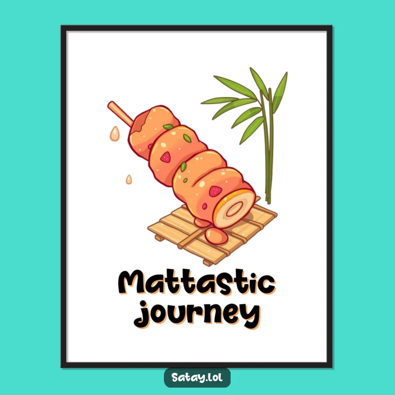 Funny Satay Skewer Rolling Poster: Hilarious Skewer Art Print for Laughs